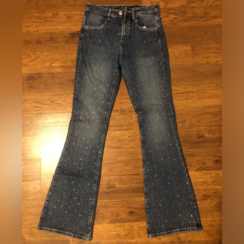 Girls Guess Dark Blue Embellished Flared Jeans